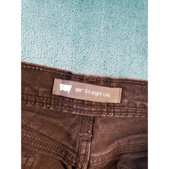 Levis 505 Jeans Size 6 Womens Black Denim Pull On Pants Mid Rise Ladies Straight - Picture 3 of 14